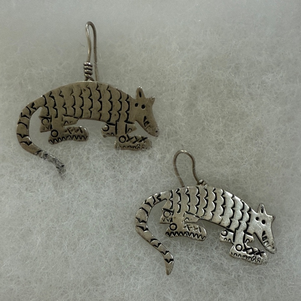 Sterling Silver Armadillo in Sneakers Earrings
